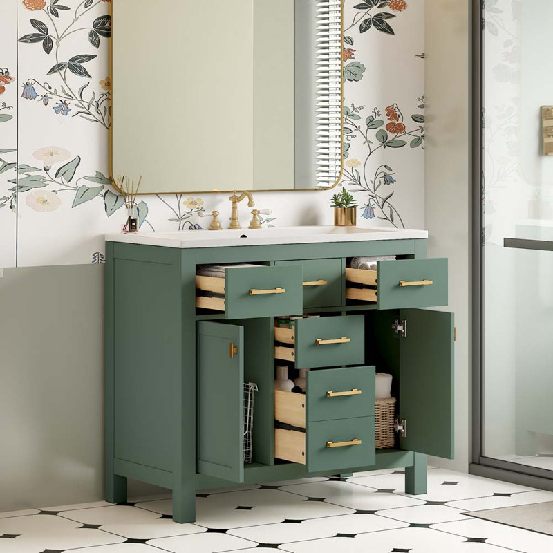 Ebern Designs Calaina 36'' Bathroon Vanity with Resin Sink Combo Set ...